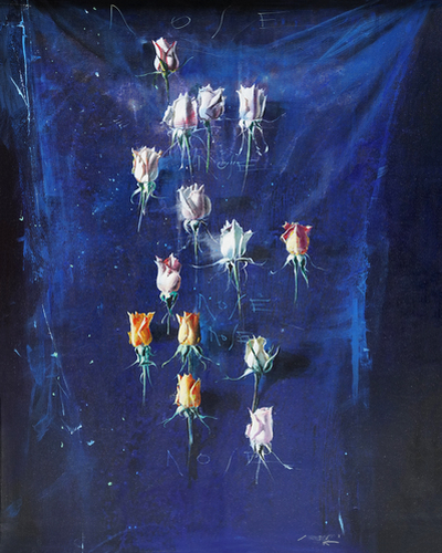 Rose su fondo blu, Mario Madiai