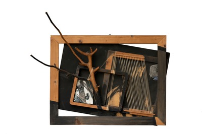 Composizione polimaterica con ripresa del tema del telaio, Maria Lai