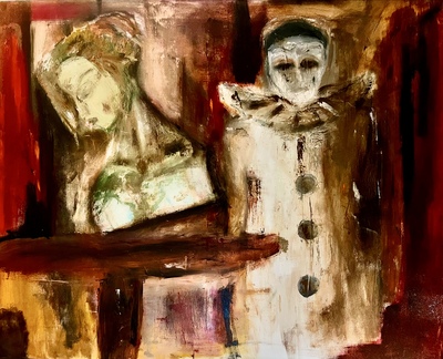 Busto di donna con Pierrot, alessandro pumo